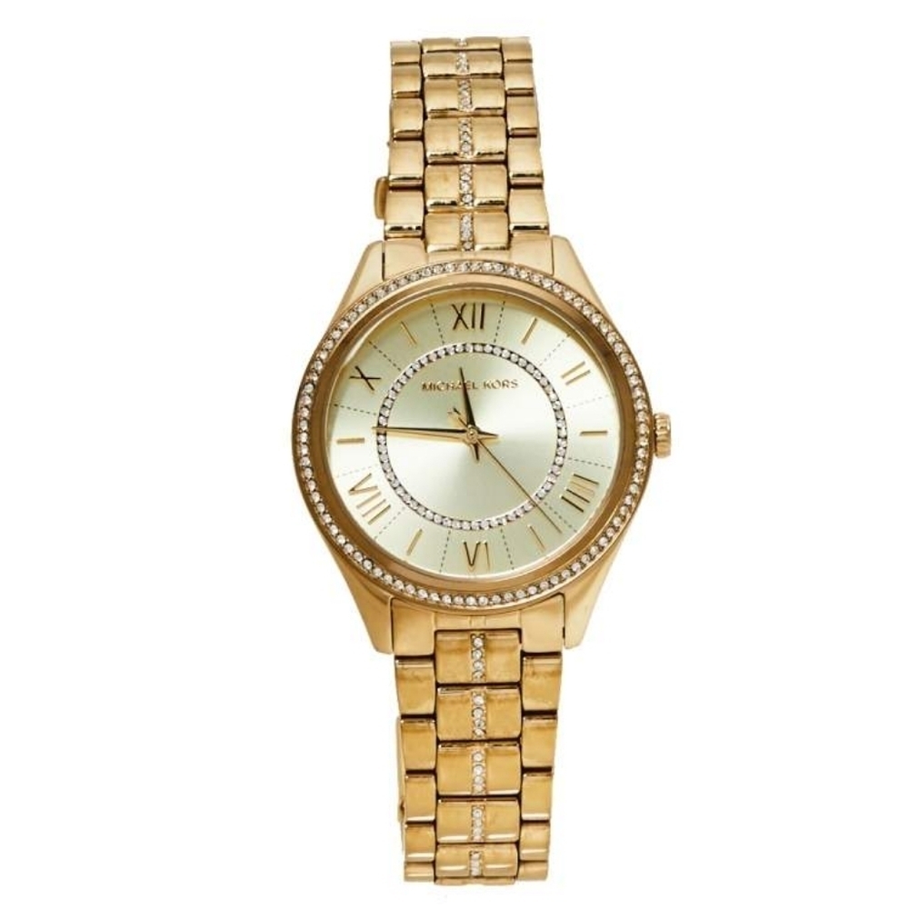 Michael Kors Gold Tone Crystal Pavé MK3719 Lauryn Women's Wristwatch 38 MM EUC